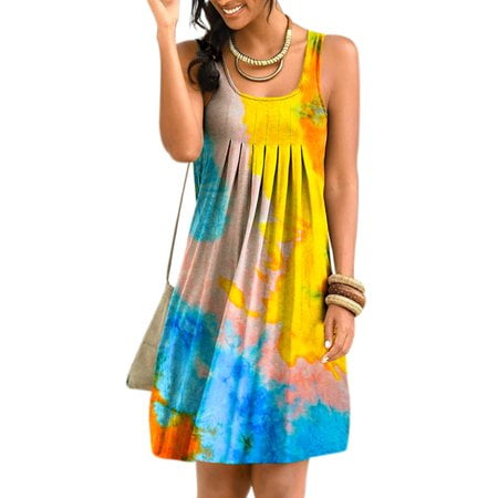 Women Plus Size 6-24 Long Maxi Tie Dye Beach Holiday Summer Ladies Strappy Dress